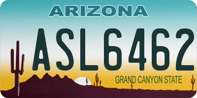 AZ license plate ASL6462