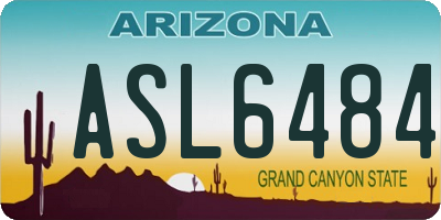 AZ license plate ASL6484