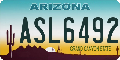 AZ license plate ASL6492