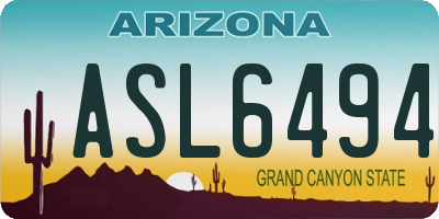 AZ license plate ASL6494