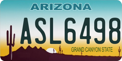 AZ license plate ASL6498