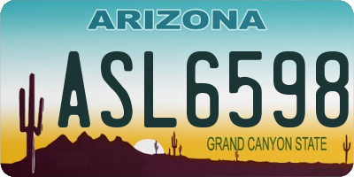 AZ license plate ASL6598