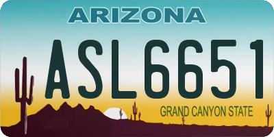 AZ license plate ASL6651