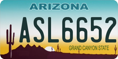 AZ license plate ASL6652