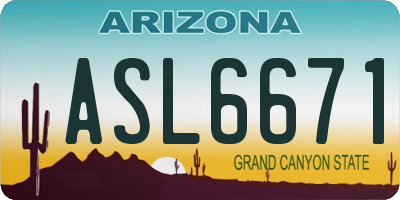 AZ license plate ASL6671