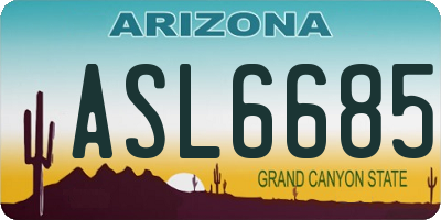 AZ license plate ASL6685