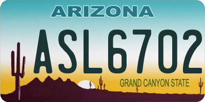 AZ license plate ASL6702