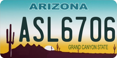 AZ license plate ASL6706