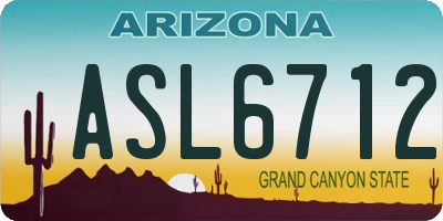 AZ license plate ASL6712
