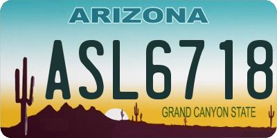 AZ license plate ASL6718