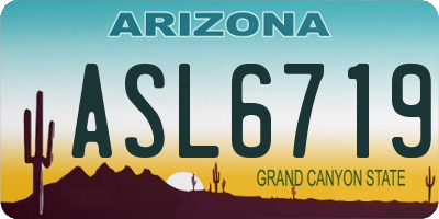 AZ license plate ASL6719