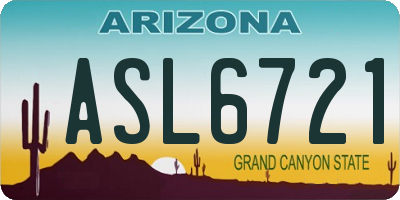 AZ license plate ASL6721