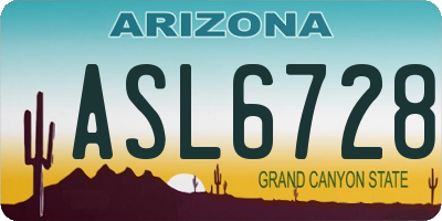 AZ license plate ASL6728