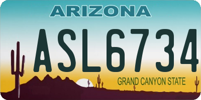 AZ license plate ASL6734