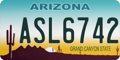 AZ license plate ASL6742