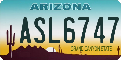 AZ license plate ASL6747