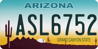 AZ license plate ASL6752