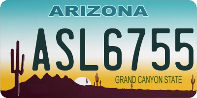 AZ license plate ASL6755
