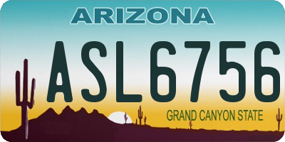 AZ license plate ASL6756