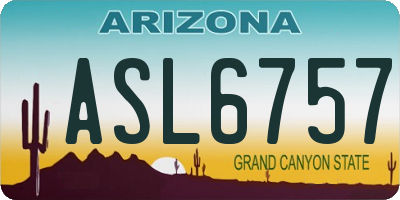 AZ license plate ASL6757