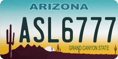 AZ license plate ASL6777
