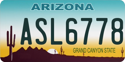 AZ license plate ASL6778