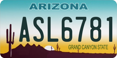 AZ license plate ASL6781