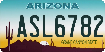 AZ license plate ASL6782