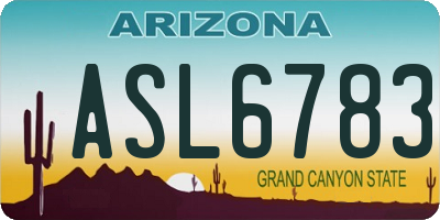 AZ license plate ASL6783