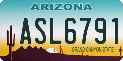AZ license plate ASL6791