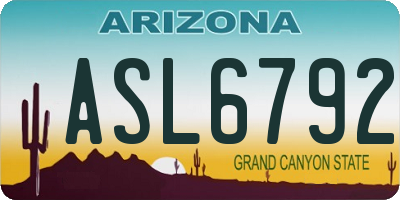 AZ license plate ASL6792