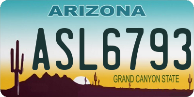 AZ license plate ASL6793