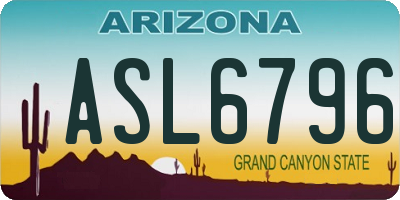 AZ license plate ASL6796