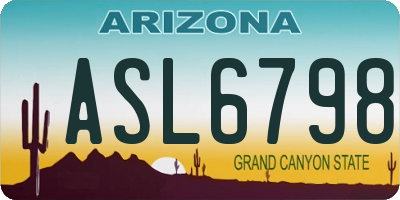 AZ license plate ASL6798