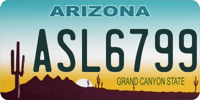 AZ license plate ASL6799