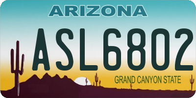 AZ license plate ASL6802