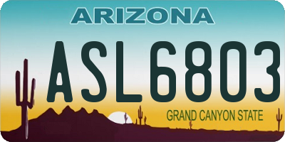 AZ license plate ASL6803