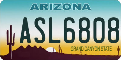AZ license plate ASL6808