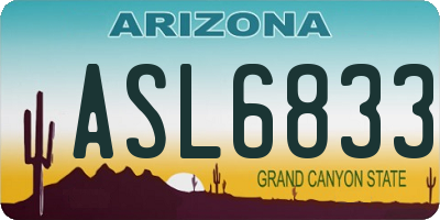 AZ license plate ASL6833