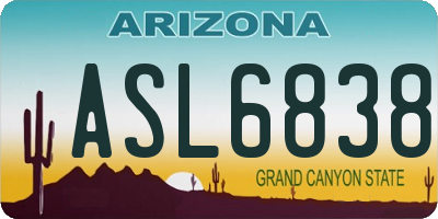 AZ license plate ASL6838
