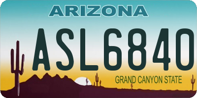 AZ license plate ASL6840
