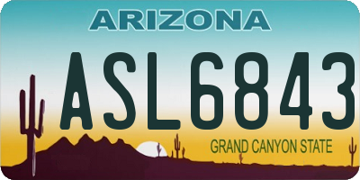 AZ license plate ASL6843