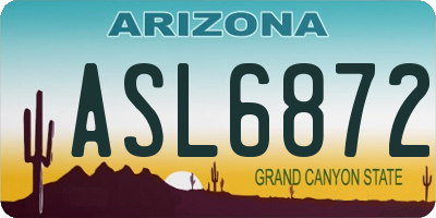 AZ license plate ASL6872