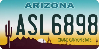 AZ license plate ASL6898