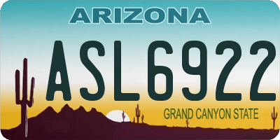 AZ license plate ASL6922