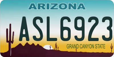 AZ license plate ASL6923