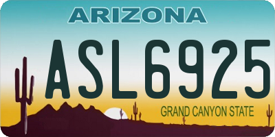 AZ license plate ASL6925