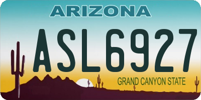 AZ license plate ASL6927