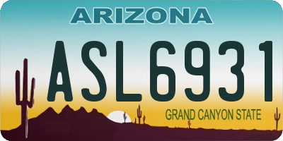 AZ license plate ASL6931