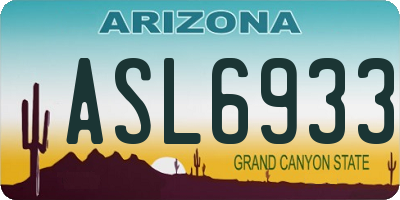 AZ license plate ASL6933